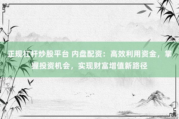 正规杠杆炒股平台 内盘配资:高效利用资金,掌握投资机会,实现财富增值新路径