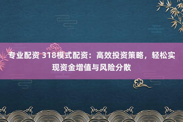 专业配资 318模式配资:高效投资策略,轻松实现资金增值与风险分散
