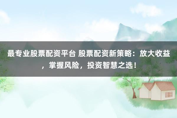 最专业股票配资平台 股票配资新策略：放大收益，掌握风险，投资智慧之选！
