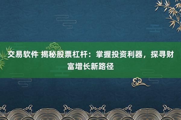 交易软件 揭秘股票杠杆：掌握投资利器，探寻财富增长新路径
