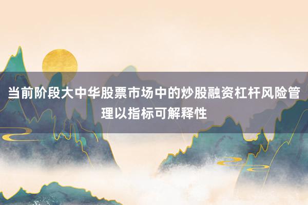 当前阶段大中华股票市场中的炒股融资杠杆风险管理以指标可解释性